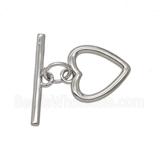 Copper Heart Toggle Clasp Platinum Plated