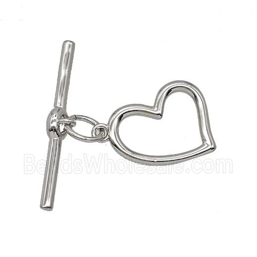 Copper Heart Toggle Clasp Platinum Plated