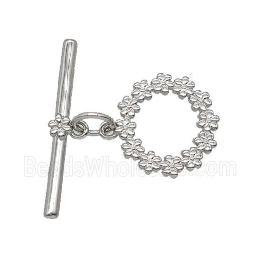 Copper Flower Toggle Clasp Platinum Plated
