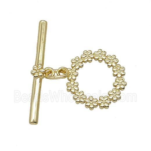 Copper Flower Toggle Clasp Gold Plated