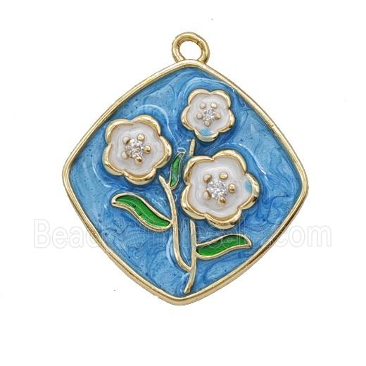 Copper Flower Pendant Enamel Gold Plated