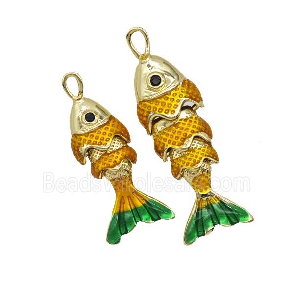 Copper Fish Pendant Yellow Painted Gold Plated