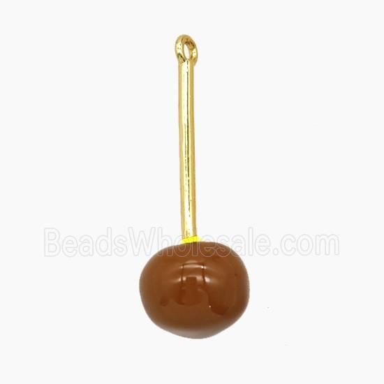 Copper Cherry Pendant Red Enamel Gold Plated