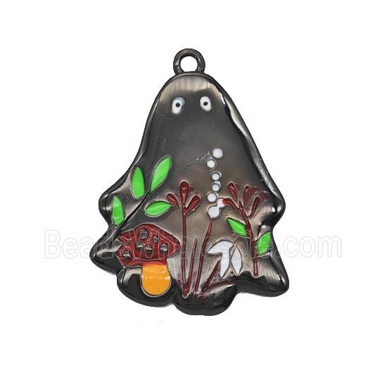 Halloween Ghost Charms Copper Pendant Multicolor Enamel Flower Black Plated