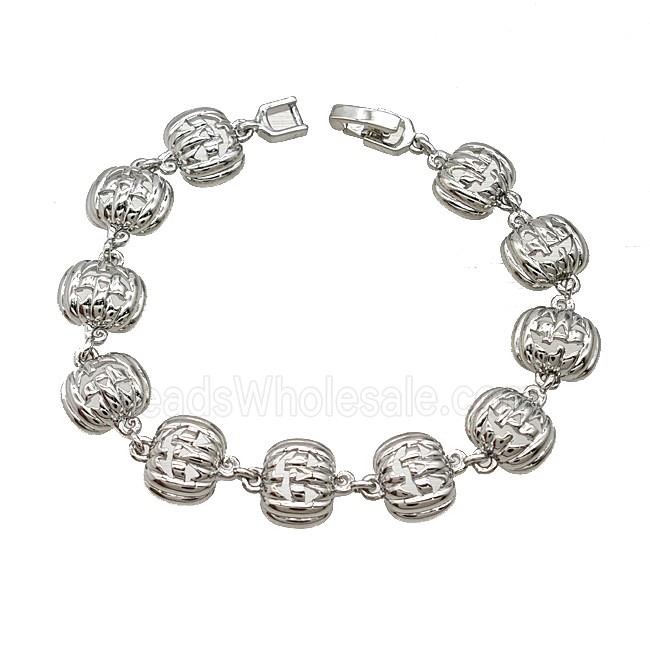 Halloween Jack-O-Lantern Charms Copper Bracelet Platinum Plated