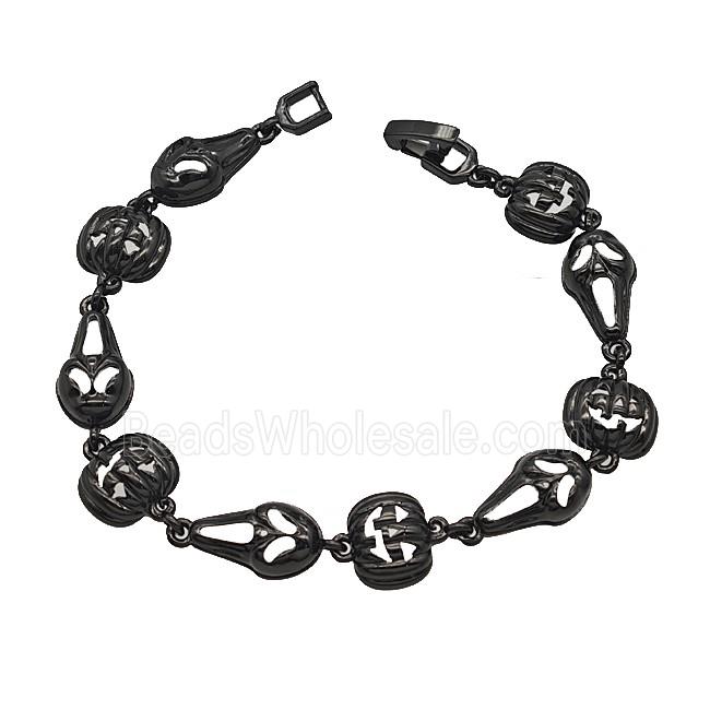 Halloween Jack-O-Lantern Ghost Copper Bracelet Black Plated