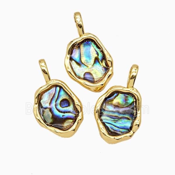 Copper Slice Pendant Pave Abalone Shell 18K Gold Plated