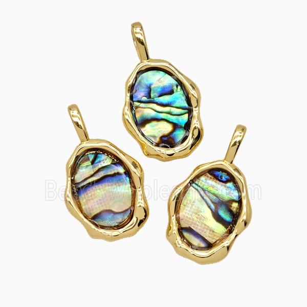 Copper Slice Pendant Pave Abalone Shell 18K Gold Plated