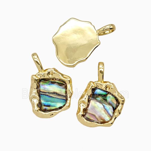 Copper Slice Pendant Pave Abalone Shell 18K Gold Plated