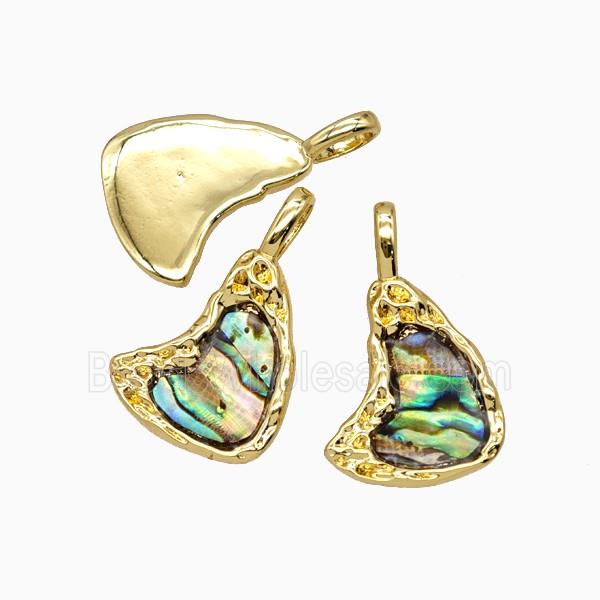 Copper Slice Pendant Pave Abalone Shell 18K Gold Plated