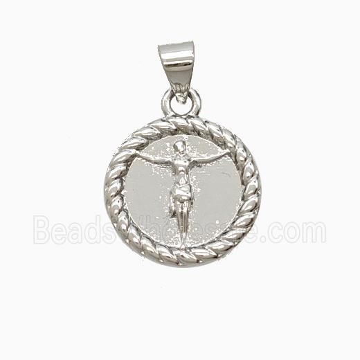 Copper Jesus Pendant Platinum Plated