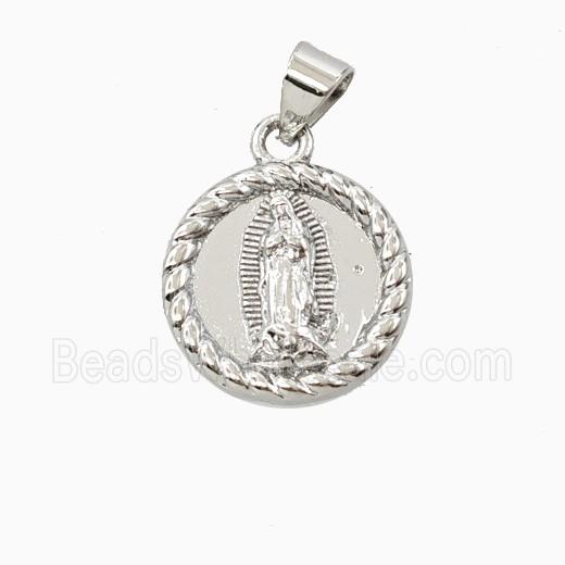 Copper Virgin Mary Pendant Platinum Plated