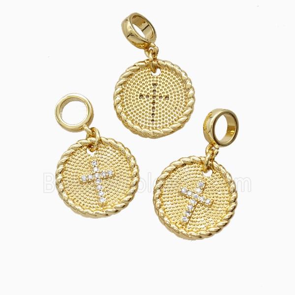 Copper Cross Pendant Pave Zirconia 18K Gold Plated