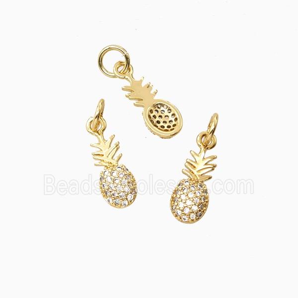 Copper Pineapple Pendant Micropave Zirconia 18K Gold Plated