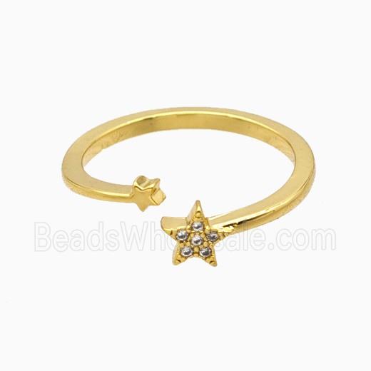Copper Star Rings Pave Zirconia 18K Gold Plated