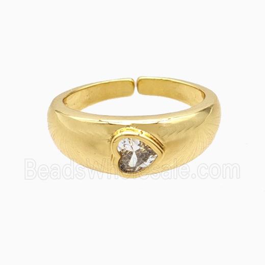 Copper Heart Rings Pave Zirconia 18K Gold Plated