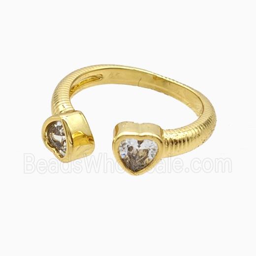 Copper Heart Rings Pave Zirconia 18K Gold Plated