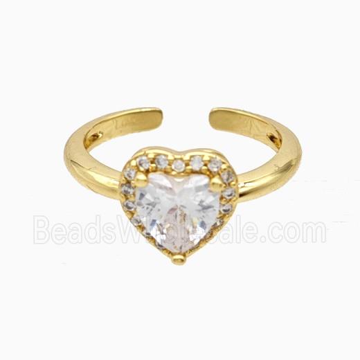 Copper Heart Rings Pave Zirconia 18K Gold Plated
