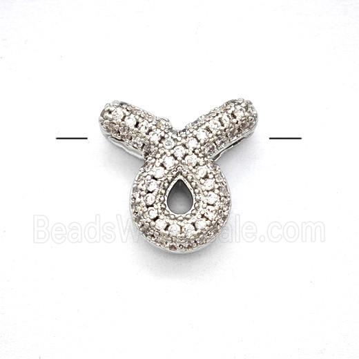 Copper Symbols Pendant Pave Zirconia Zodiac Taurus Platinum Plated