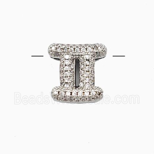 Copper Symbols Pendant Pave Zirconia Zodiac Gemini Platinum Plated