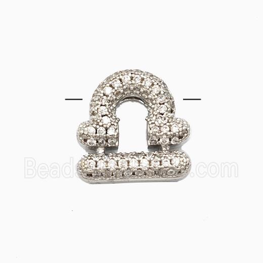 Copper Symbols Pendant Pave Zirconia Zodiac Libra Platinum Plated