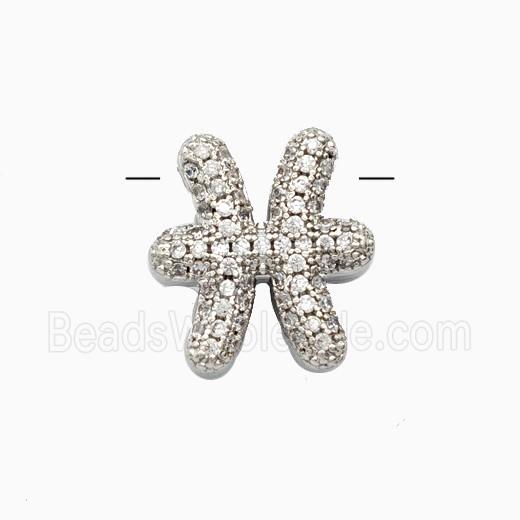 Copper Symbols Pendant Pave Zirconia Zodiac Pisces Platinum Plated