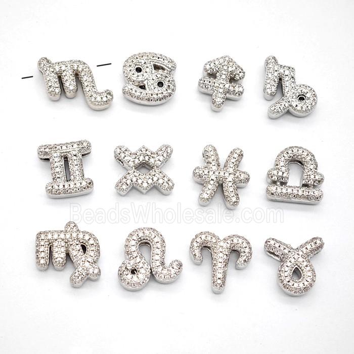 Copper Symbols Pendant Pave Zirconia Zodiac Platinum Plated Mixed