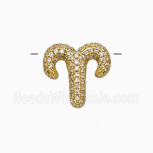 Copper Symbols Pendant Pave Zirconia Zodiac Aries Gold Plated