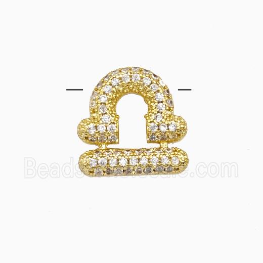 Copper Symbols Pendant Pave Zirconia Zodiac Libra Gold Plated