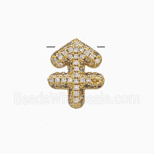 Copper Symbols Pendant Pave Zirconia Zodiac Sagittarius Gold Plated