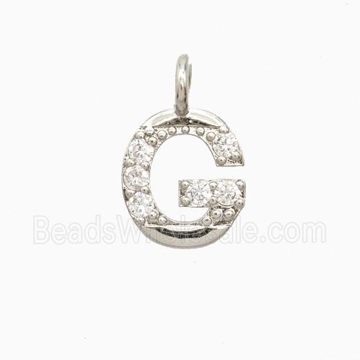 Copper Letter-G Pendant Pave Zirconia Platinum Plated