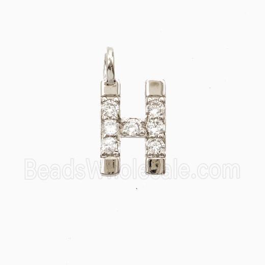 Copper Letter-H Pendant Pave Zirconia Platinum Plated
