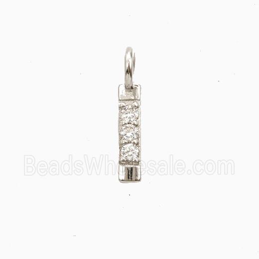 Copper Letter-I Pendant Pave Zirconia Platinum Plated