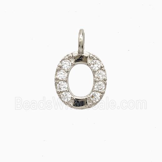 Copper Letter-O Pendant Pave Zirconia Platinum Plated