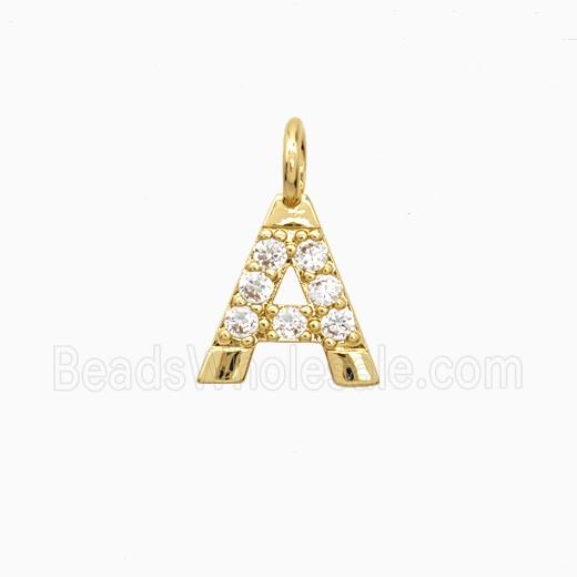 Copper Letter-A Pendant Pave Zirconia Gold Plated