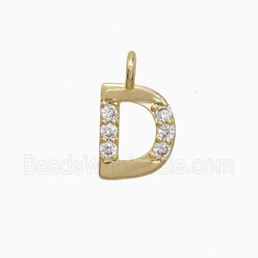Copper Letter-D Pendant Pave Zirconia Gold Plated