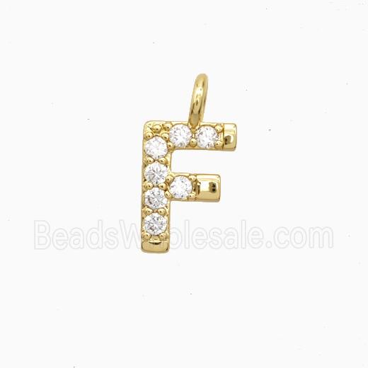 Copper Letter-F Pendant Pave Zirconia Gold Plated