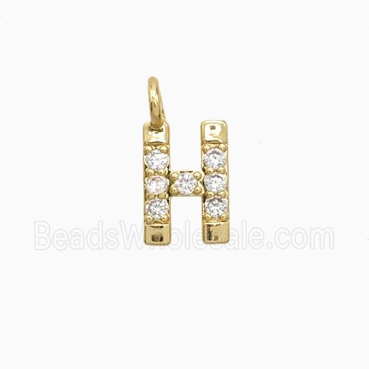 Copper Letter-H Pendant Pave Zirconia Gold Plated