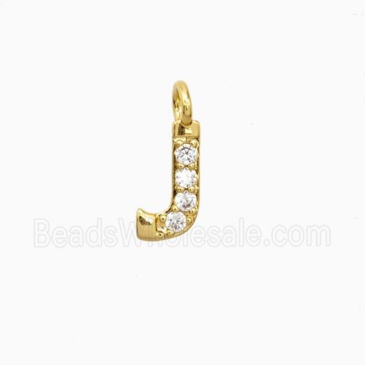 Copper Letter-J Pendant Pave Zirconia Gold Plated