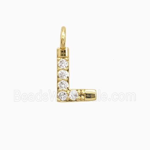 Copper Letter-L Pendant Pave Zirconia Gold Plated