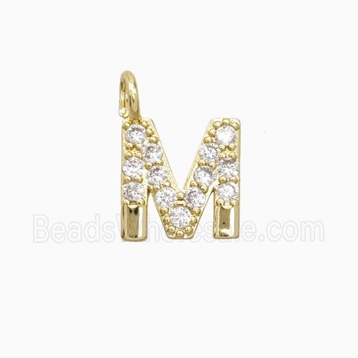 Copper Letter-M Pendant Pave Zirconia Gold Plated