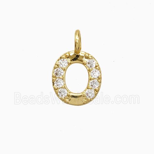 Copper Letter-O Pendant Pave Zirconia Gold Plated