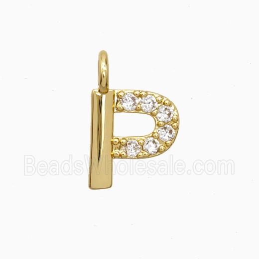 Copper Letter-P Pendant Pave Zirconia Gold Plated
