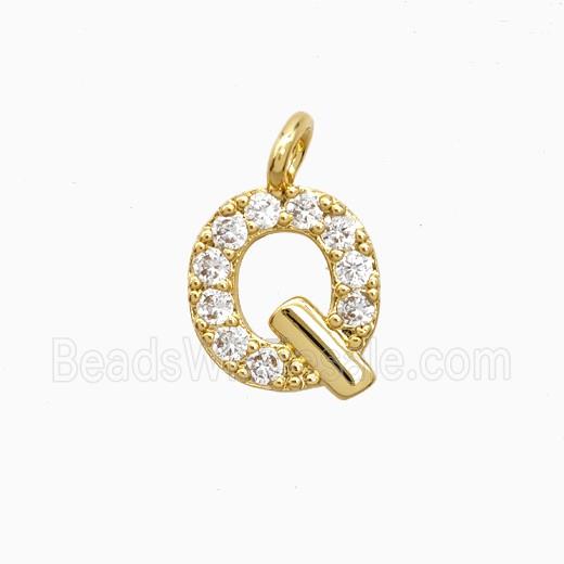 Copper Letter-Q Pendant Pave Zirconia Gold Plated