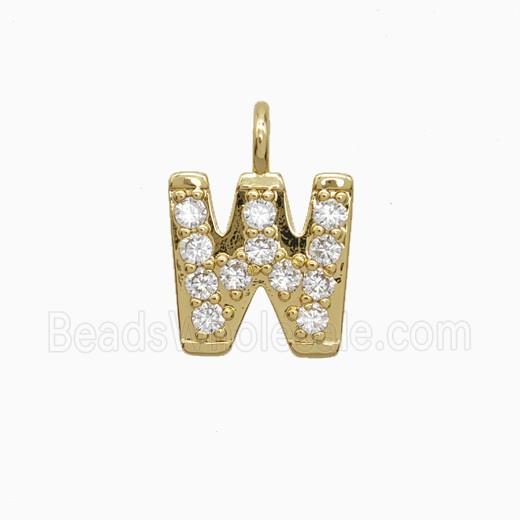 Copper Letter-W Pendant Pave Zirconia Gold Plated