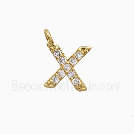 Copper Letter-X Pendant Pave Zirconia Gold Plated