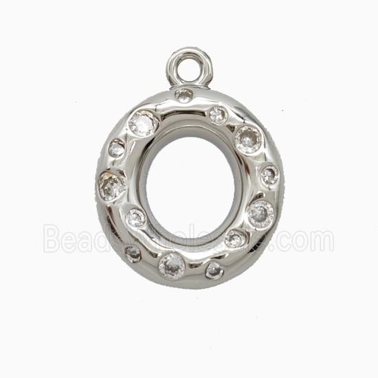 Copper Letter-O Pendant Pave Zirconia Platinum Plated
