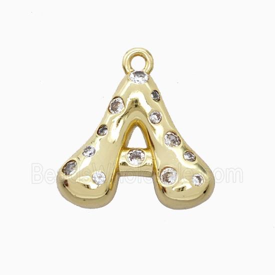 Copper Letter-A Pendant Pave Zirconia Gold Plated