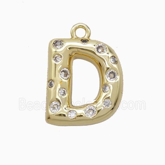Copper Letter-D Pendant Pave Zirconia Gold Plated