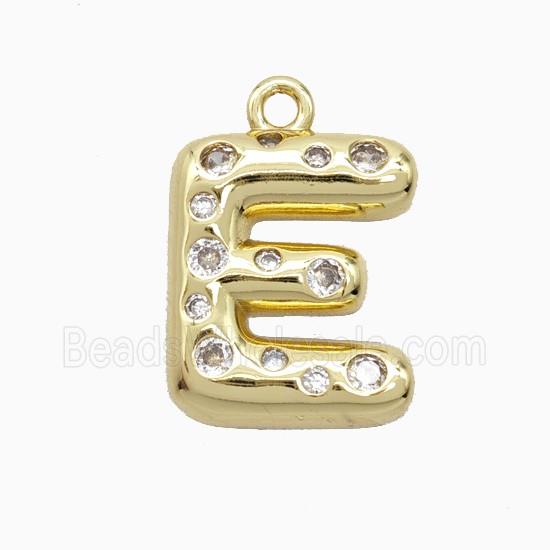 Copper Letter-E Pendant Pave Zirconia Gold Plated